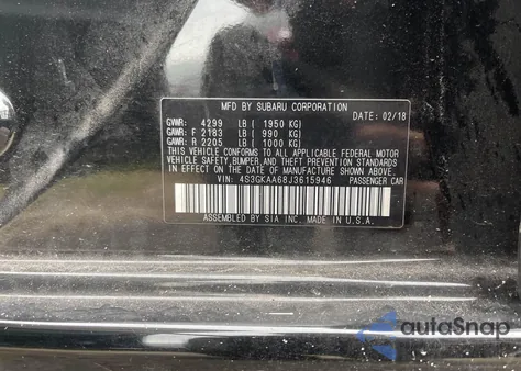 2018 Subaru Impreza 2.0I из США, поврежденный, VIN 4S3GKAA68J3615946